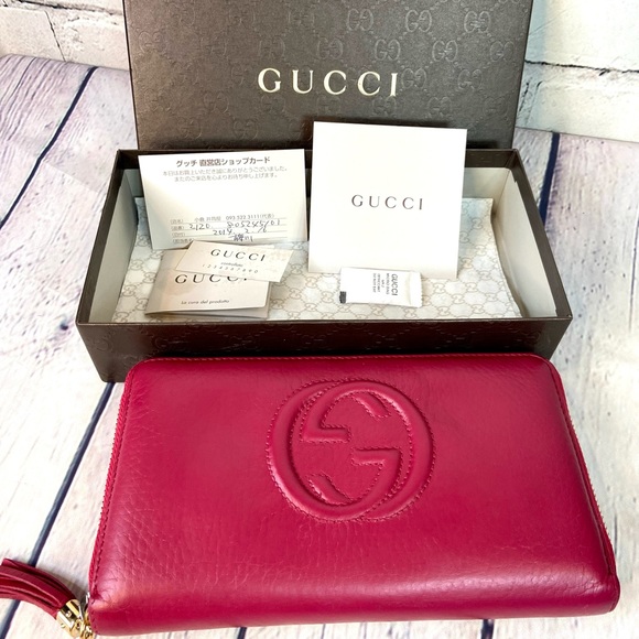 Gucci SOHO magenta pink leather wallet or crossbody with box - Picture 3 of 16